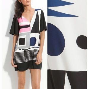 NEW Diane Von Furstenberg Black Pink Mini Dress